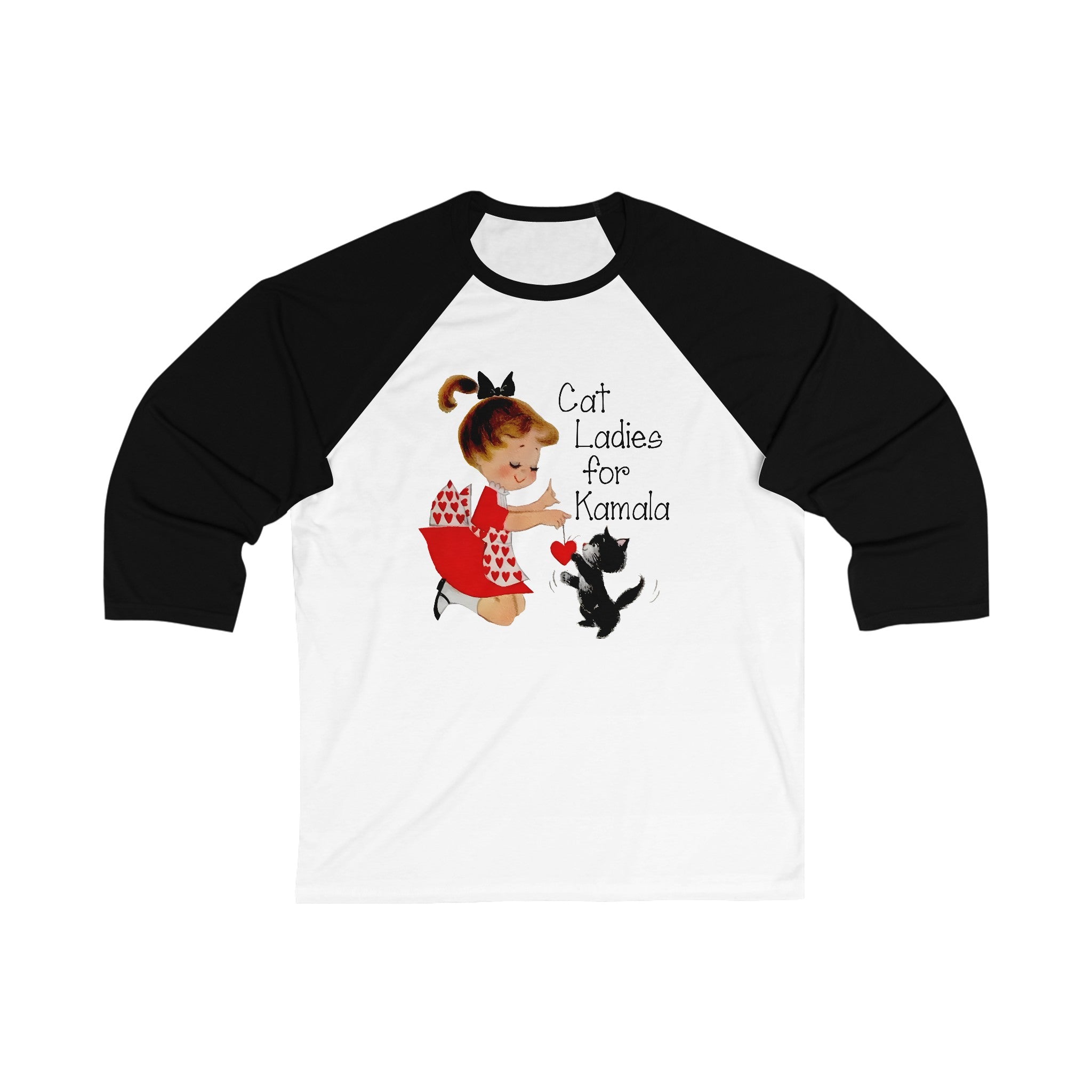 Cat Ladies for Kamala Unisex 3 4 Sleeve Baseball Tee Victory Screech Labs